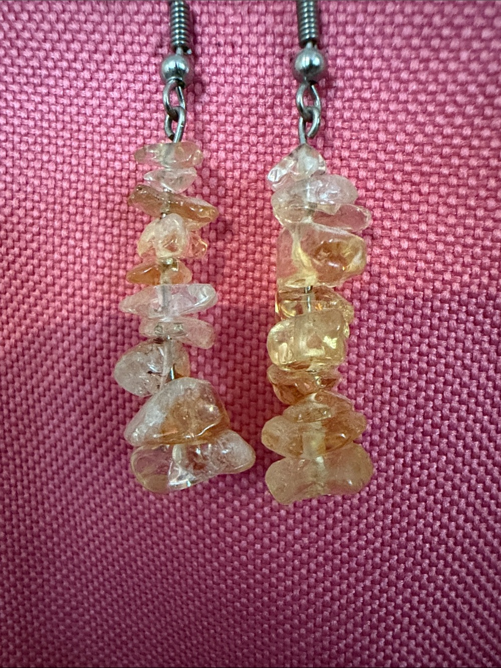 Handmade Citrine Chip Drop Earrings - Yellow Gemstone Jewelry